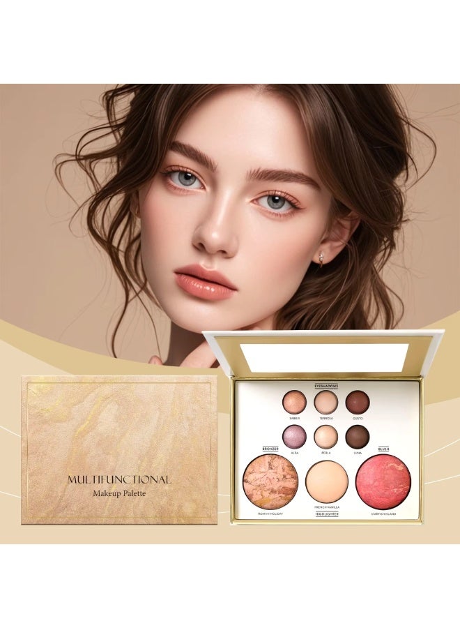 MiMi & BeiBei Multifunctional Makeup Palette with Eyeshadows Bronzer Blush & Highlighter, Makeup Face Palette with Different Colors - Image 2